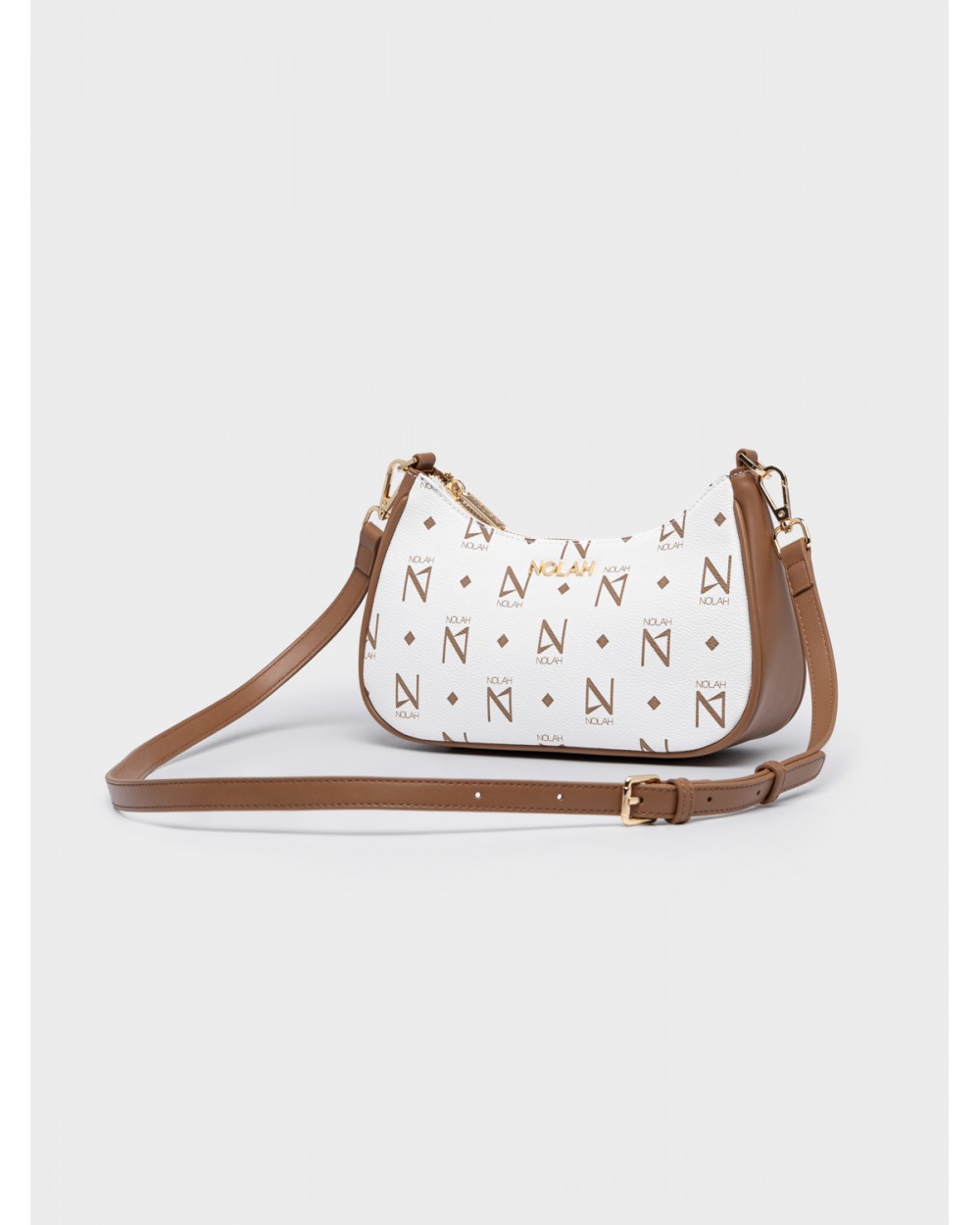 Nolah Γυναικεία Τσάντα ώμου & χιαστί Mona White – Brown Γυναικείες Τσάντες