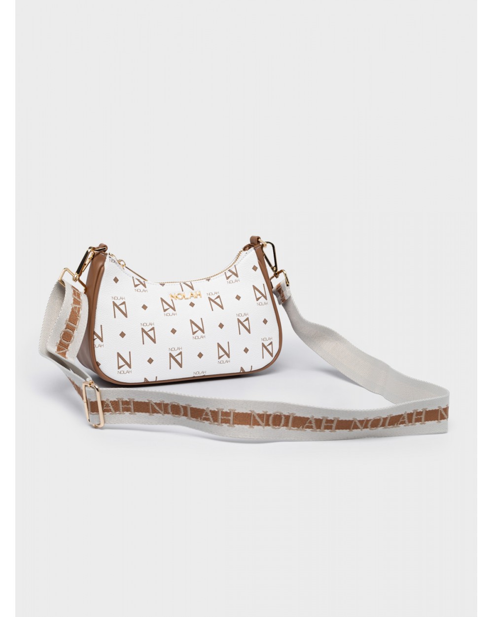 Nolah Γυναικεία Τσάντα ώμου & χιαστί Mona White – Brown Γυναικείες Τσάντες