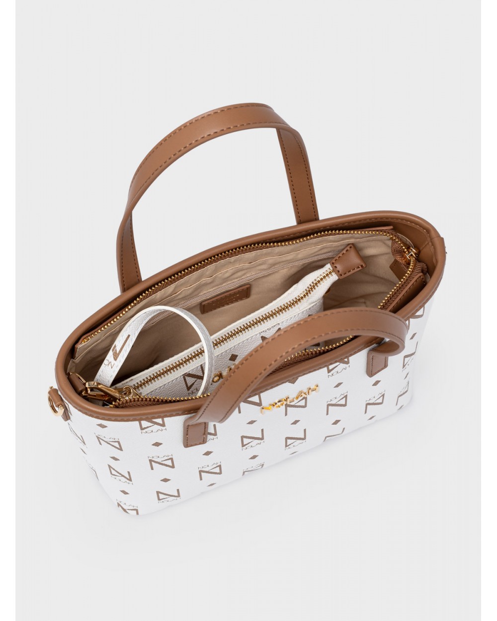 Nolah Γυναικεία Τσάντα ώμου & χιαστί Jenilda White – Brown Γυναικείες Τσάντες