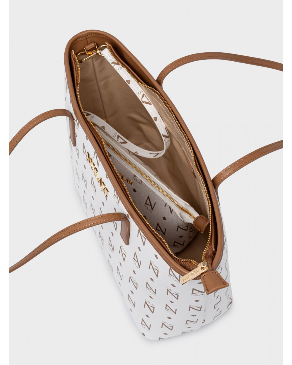 Nolah Γυναικεία Τσάντα ώμου Ansa White – Brown Γυναικείες Τσάντες