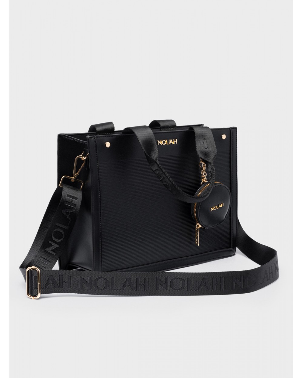 Nolah Γυναικεία Τσάντα ώμου & χιαστί Tote Black Light Gold Γυναικείες Τσάντες