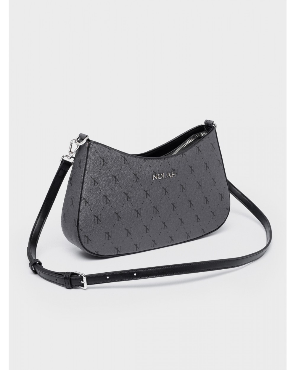 Nolah Γυναικεία Τσάντα ώμου & χιαστί Britany Grey Black Silver Γυναικείες Τσάντες