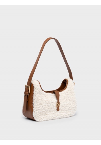 Nolah Γυναικεία Τσάντα ώμου Sheepy Offwhite Brown