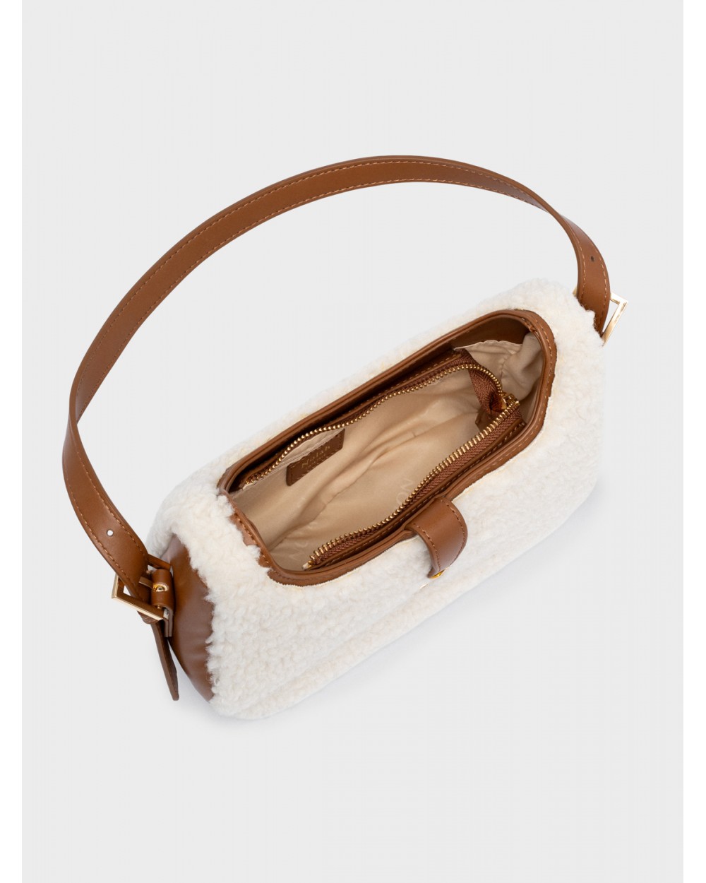 Nolah Γυναικεία Τσάντα ώμου Sheepy Offwhite Brown Γυναικείες Τσάντες