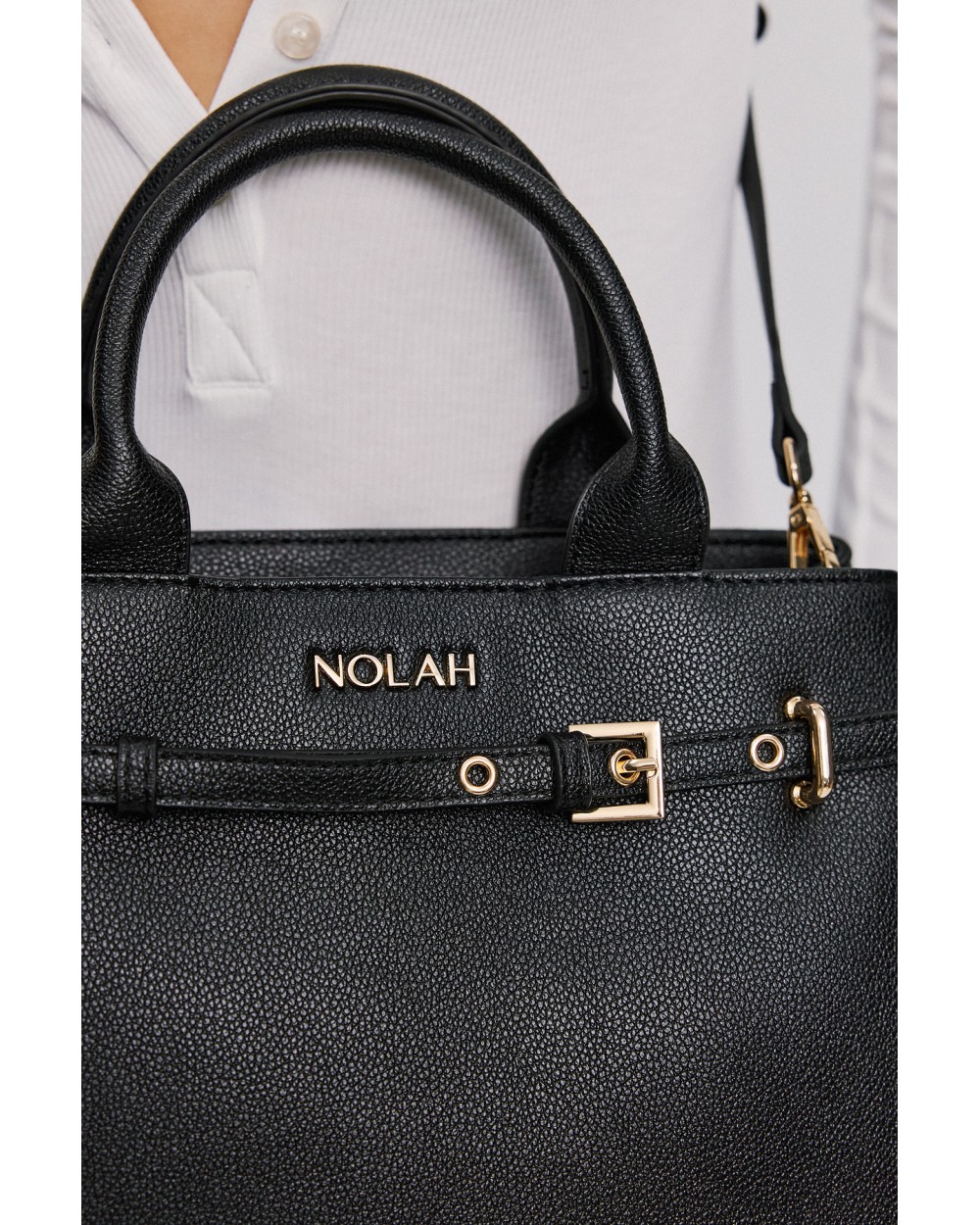 Nolah Γυναικεία Τσάντα ώμου & χιαστί Velinia Black Light Gold Γυναικείες Τσάντες