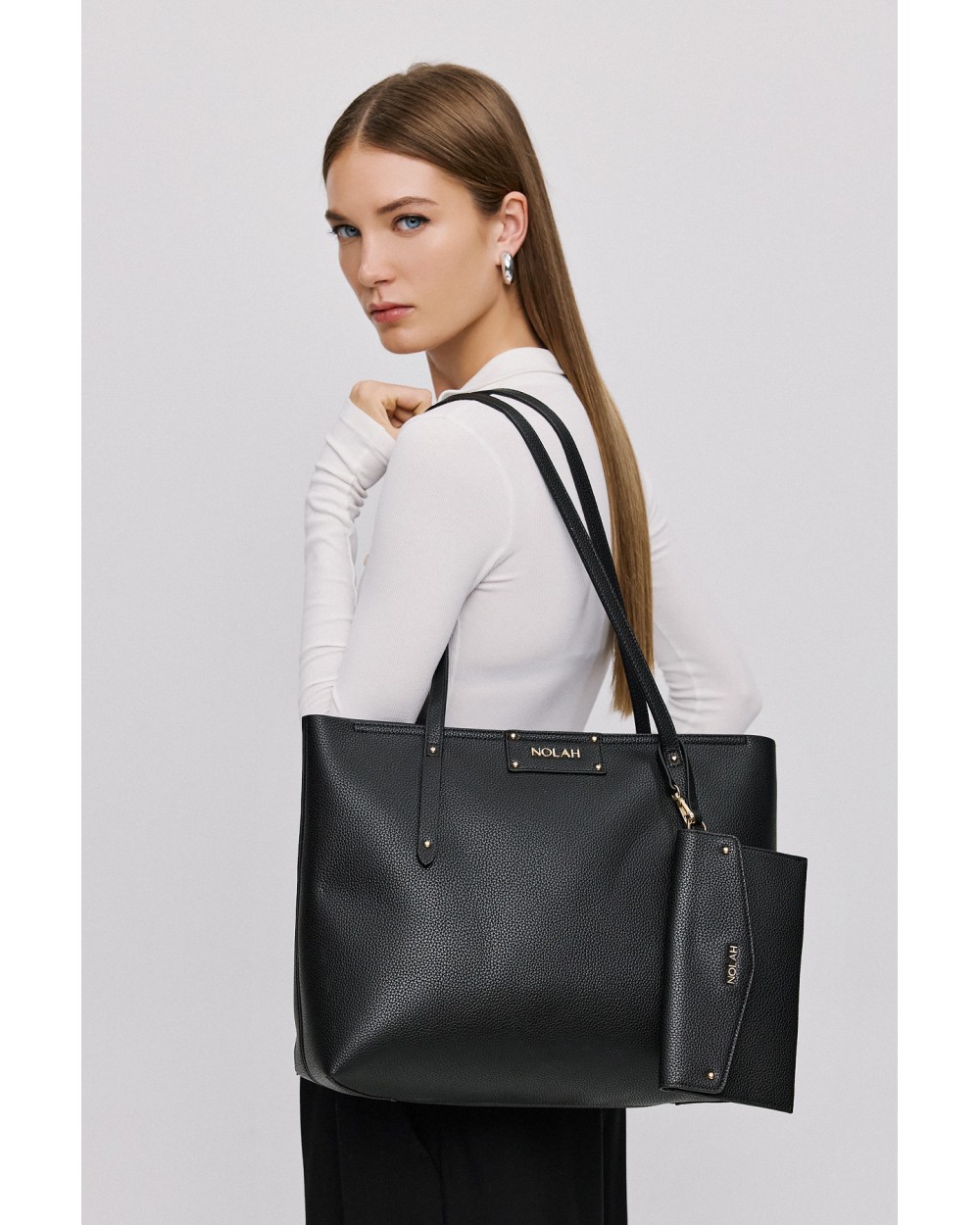 Nolah Γυναικεία Τσάντα ώμου Serenity Black Light Gold Γυναικείες Τσάντες