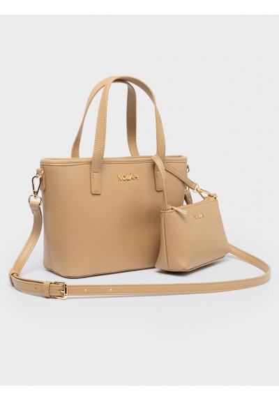 Nolah Γυναικεία Τσάντα ώμου & χιαστί Roma Beige Light Gold