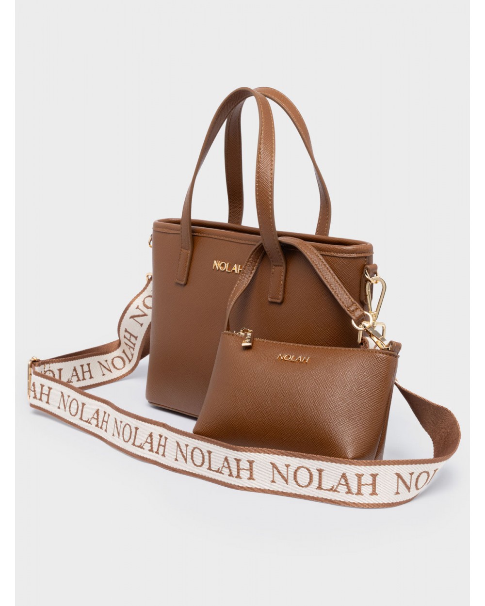 Nolah Γυναικεία Τσάντα ώμου & χιαστί Roma Brown Light Gold Γυναικείες Τσάντες
