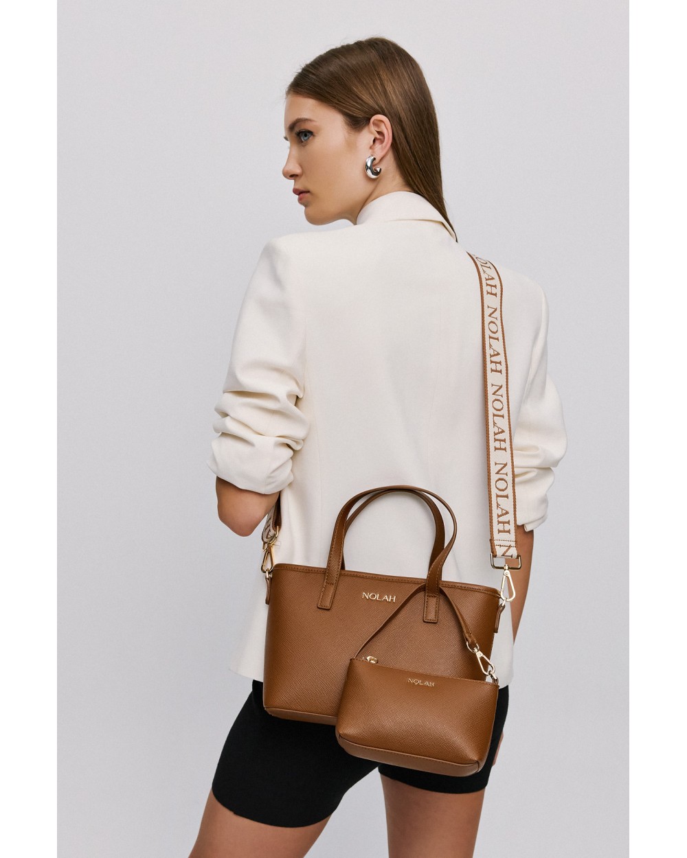 Nolah Γυναικεία Τσάντα ώμου & χιαστί Roma Brown Light Gold Γυναικείες Τσάντες