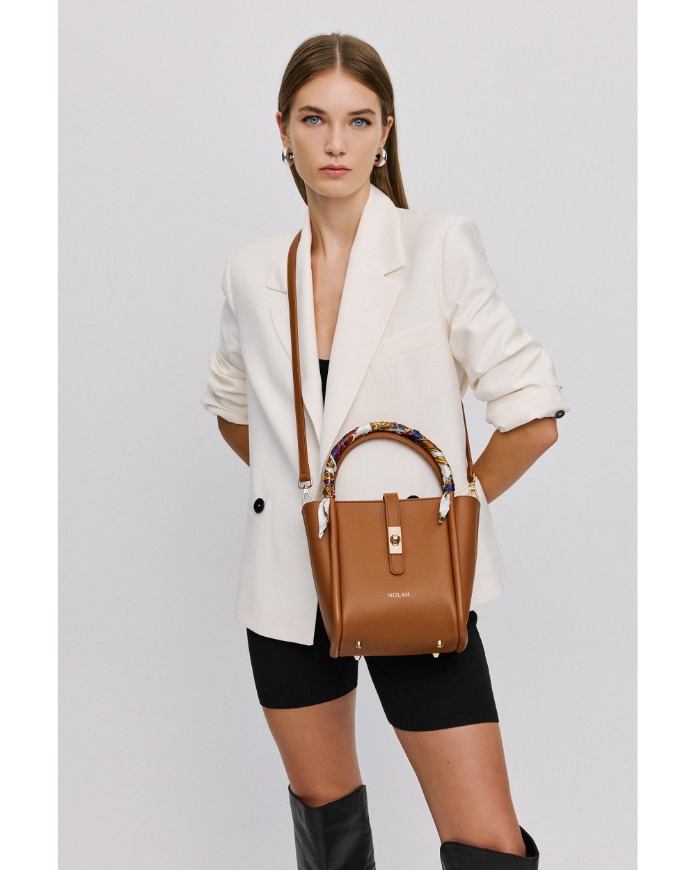 Nolah Γυναικεία Τσάντα ώμου & χιαστί Bridgerton Brown Light Gold Γυναικείες Τσάντες