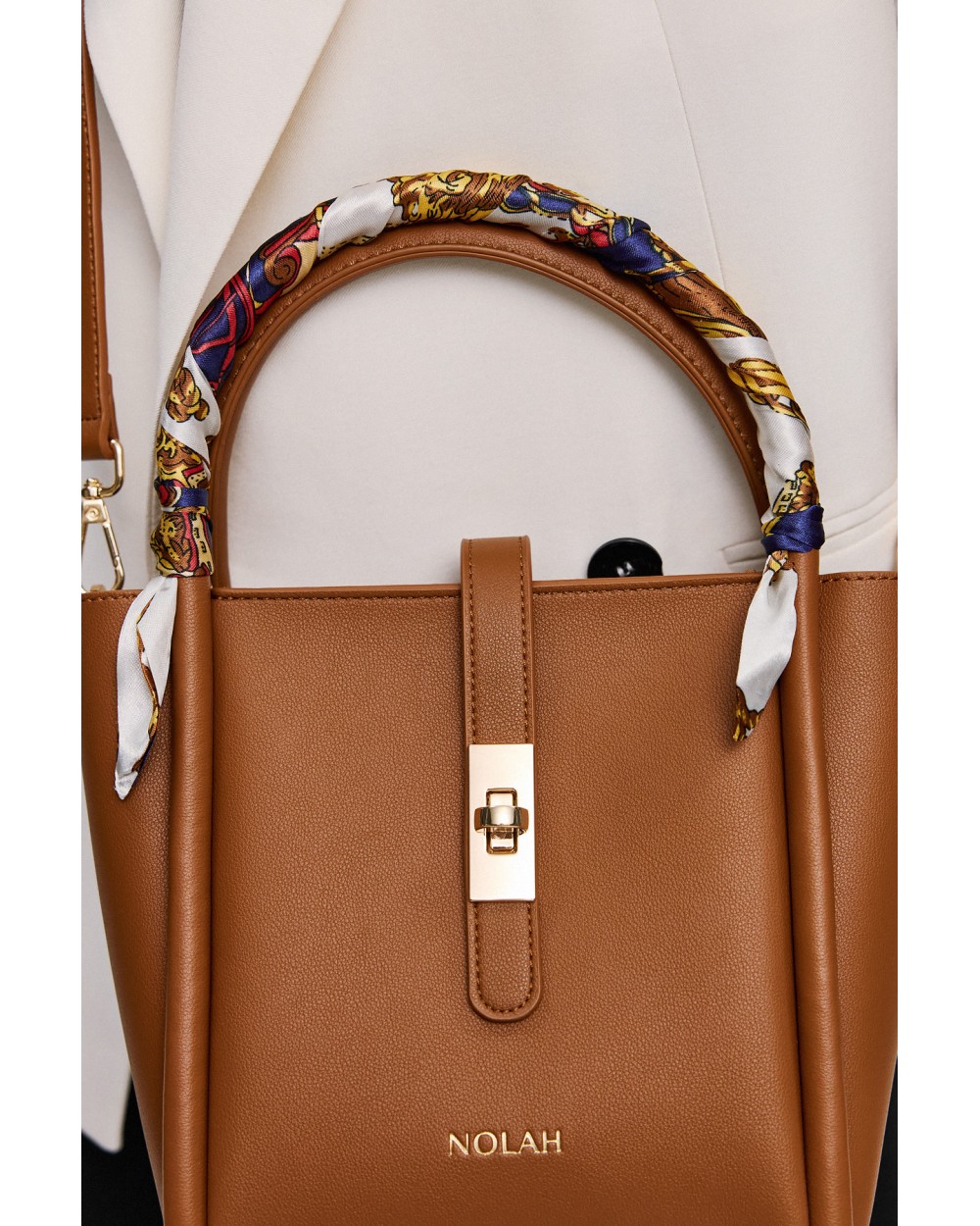 Nolah Γυναικεία Τσάντα ώμου & χιαστί Bridgerton Brown Light Gold Γυναικείες Τσάντες