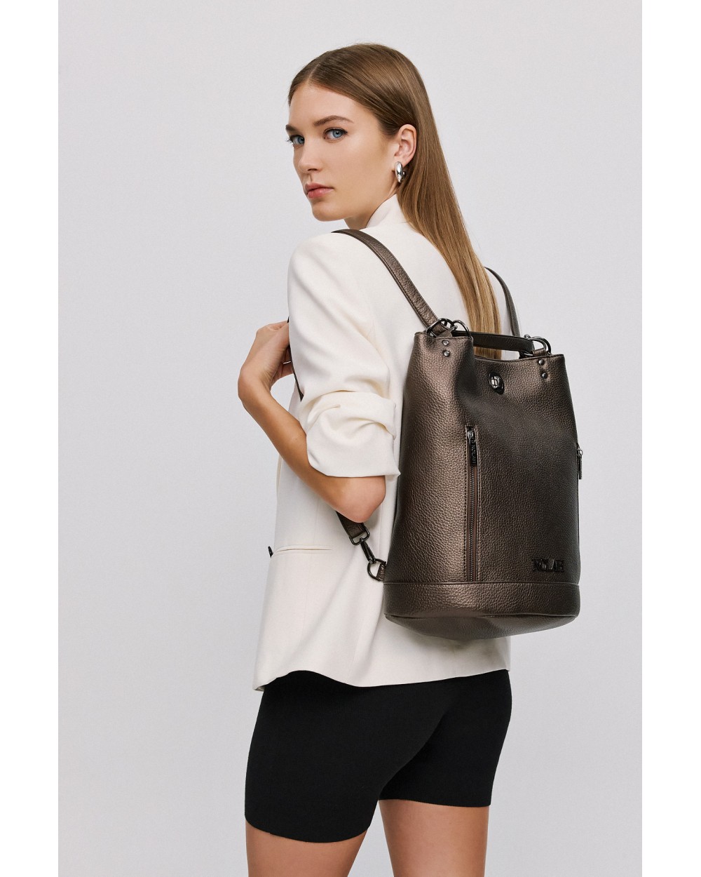 Nolah Γυναικεία Backpack & ώμου Teo Metallic Gun Γυναικείες Τσάντες