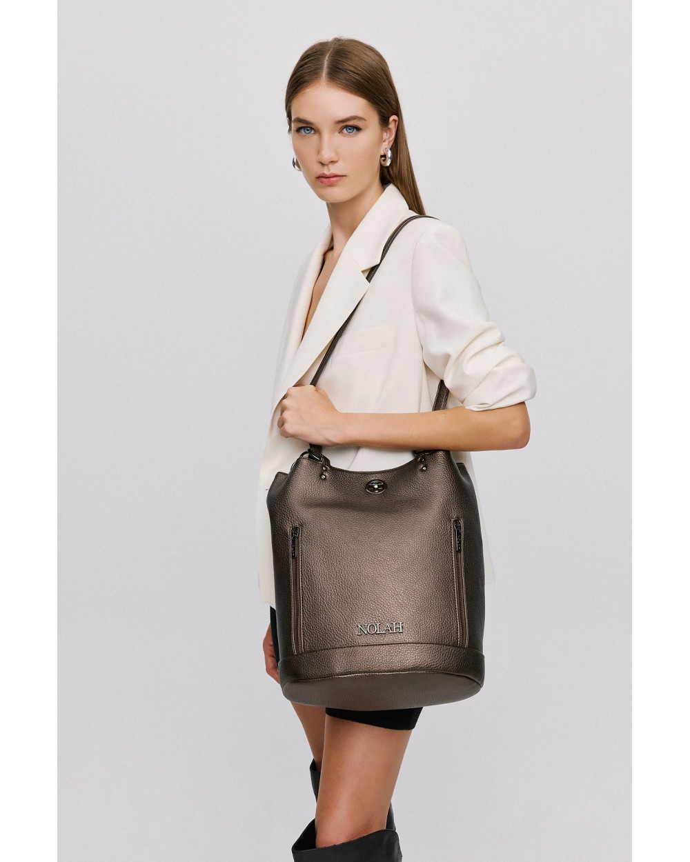 Nolah Γυναικεία Backpack & ώμου Teo Metallic Gun Γυναικείες Τσάντες