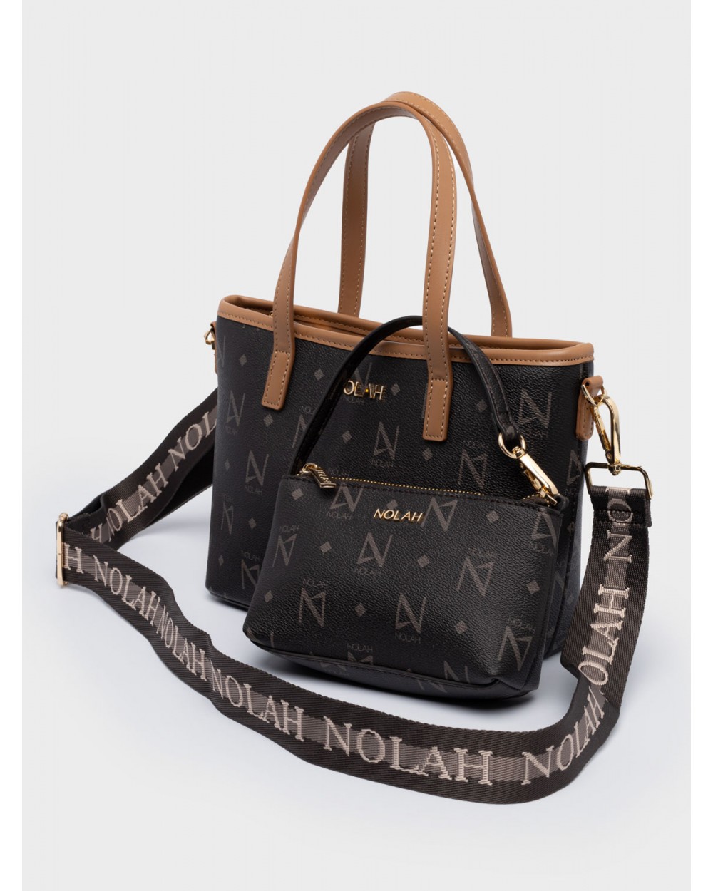 Nolah Γυναικεία Τσάντα ώμου & χιαστί Jenilda Brown Light Gold Γυναικείες Τσάντες