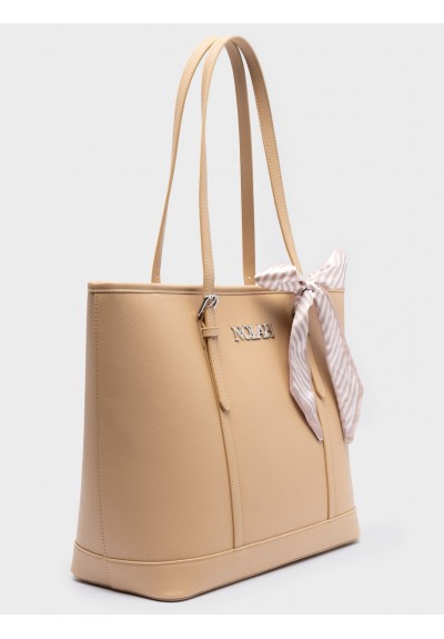 Nolah Γυναικεία τσάντα ώμου Ella Light Beige Silver