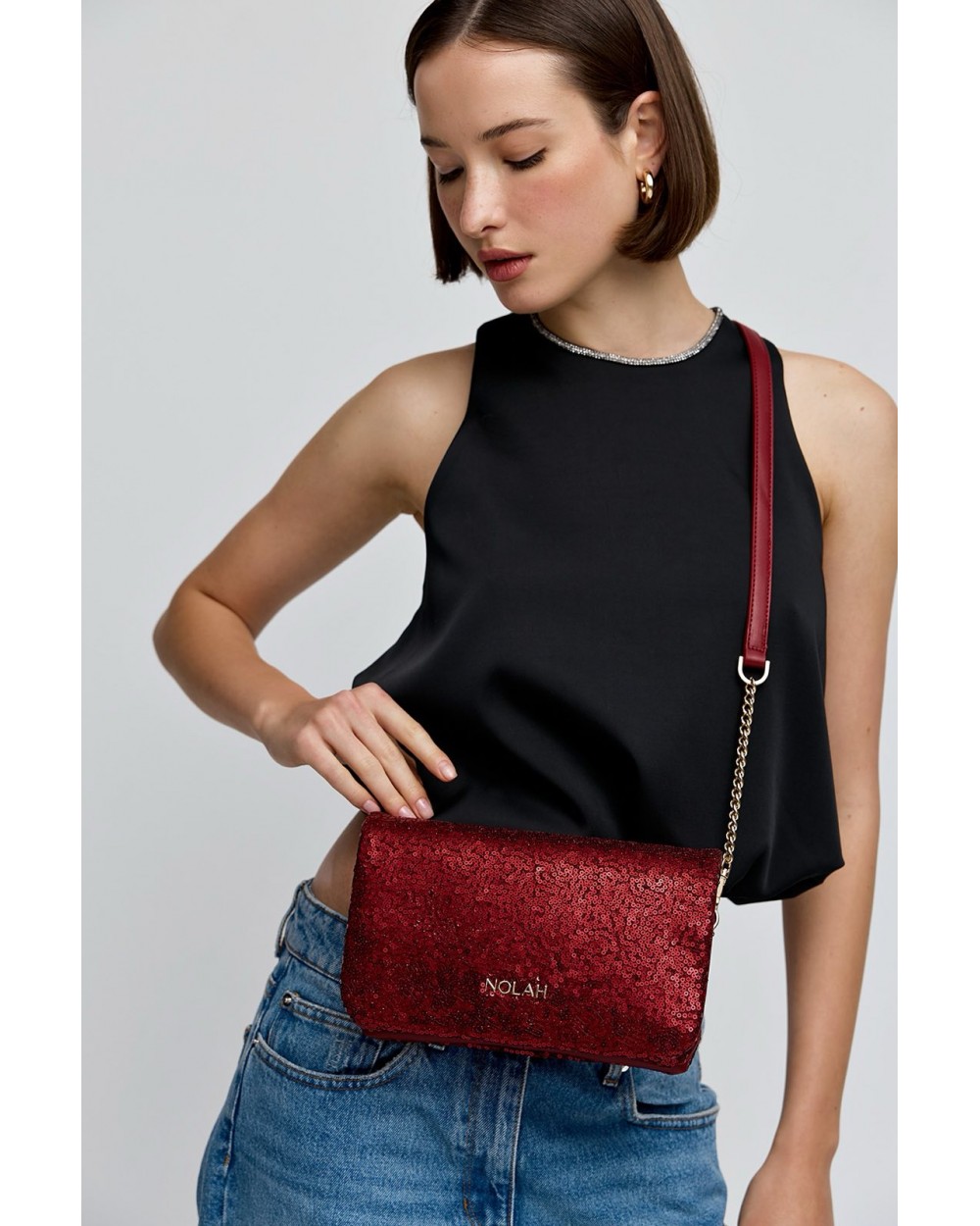 Nolah Γυναικεία Τσάντα ώμου Briggite Wine Red Γυναικείες Τσάντες