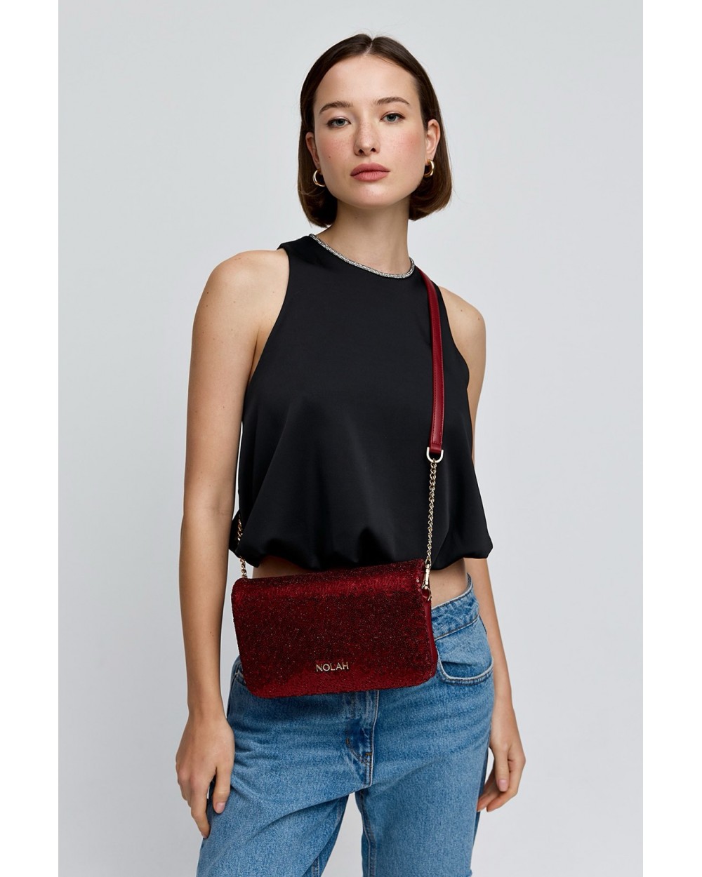 Nolah Γυναικεία Τσάντα ώμου Briggite Wine Red Γυναικείες Τσάντες