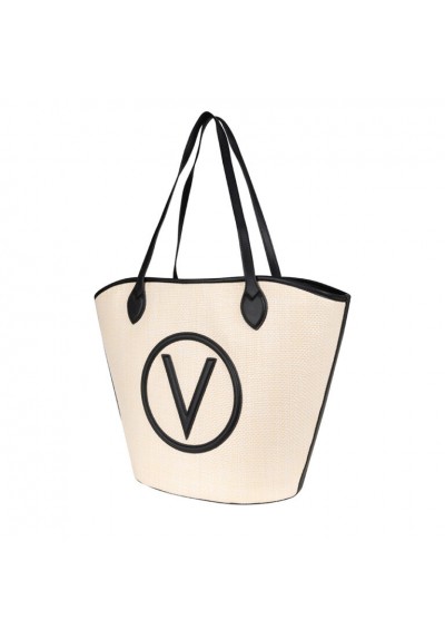 Valentino Ψάθινη γυναικεία τσάντα ώμου & θαλάσσης VBS7QO01 Μαύρη