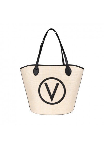 Valentino Ψάθινη γυναικεία τσάντα ώμου & θαλάσσης VBS7QO01 Μαύρη