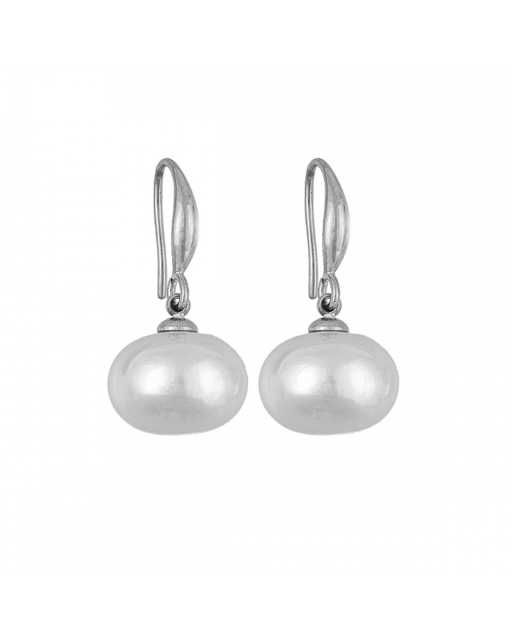 <p>Σκουλαρίκια με κρεμαστή πέρλα απο επιπλατινωμένο ανοξείδωτο ατσάλι της Excite Fashion Jewelllery. E-009-S</p> Κοσμήματα