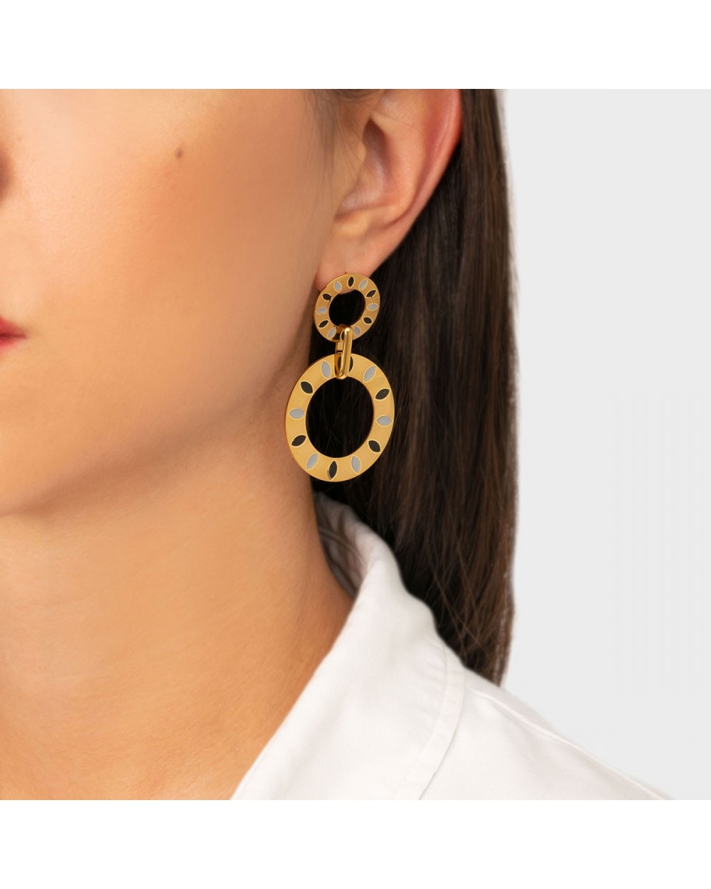 Σκουλαρίκια E019-BLACK-G