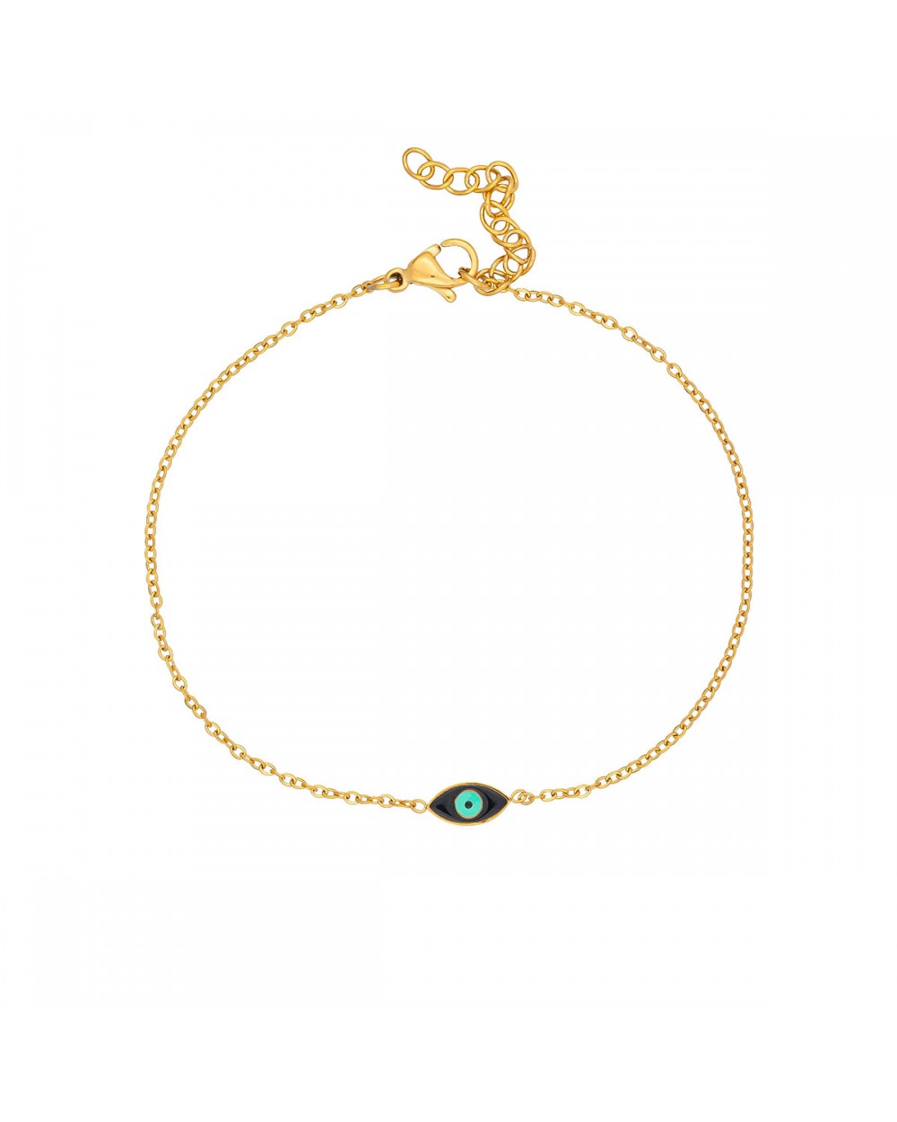 Βραχιόλι της Excite Fashion Jewellery, ματάκι με μαύρο και τιρκουάζ σμάλτο από ανοξείδωτο επιχρυσωμένο ατσάλι. B001-BLACK-4 Κοσμήματα Βραχιόλι της Excite Fashion Jewellery, ματάκι με μαύρο και τιρκουάζ σμάλτο από ανοξείδωτο επιχρυσωμένο ατσάλι. B001-BLACK-4 Κοσμήματα
