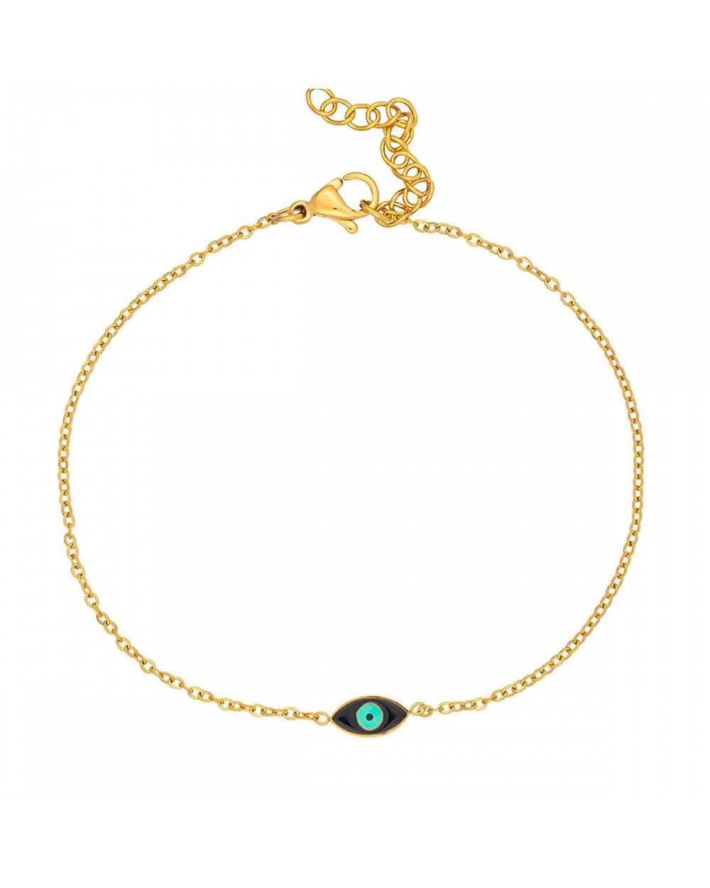 Βραχιόλι της Excite Fashion Jewellery, ματάκι με μαύρο και τιρκουάζ σμάλτο από ανοξείδωτο επιχρυσωμένο ατσάλι. B001-BLACK-4 Κοσμήματα Βραχιόλι της Excite Fashion Jewellery, ματάκι με μαύρο και τιρκουάζ σμάλτο από ανοξείδωτο επιχρυσωμένο ατσάλι. B001-BLACK-4 Κοσμήματα