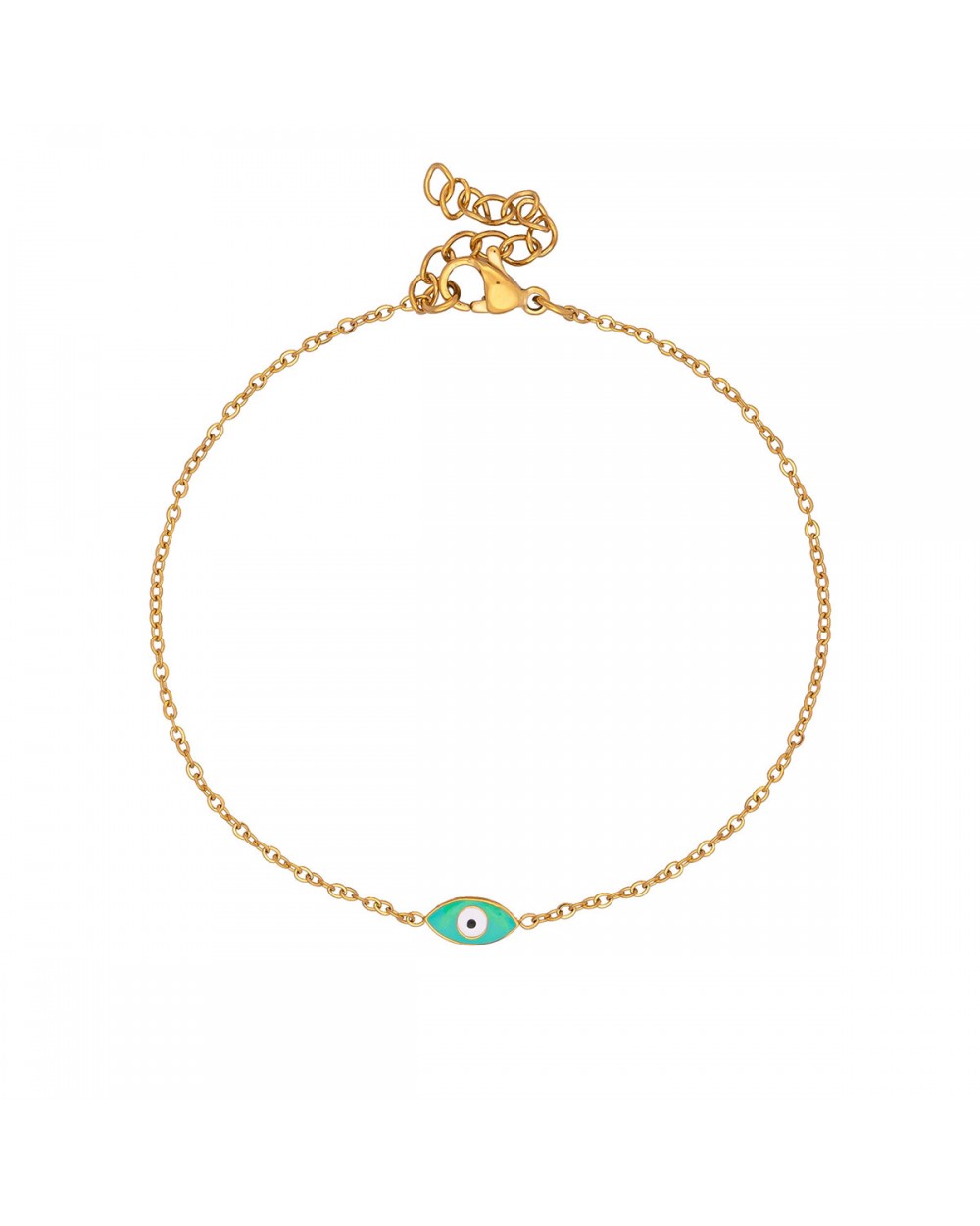 Χειροποίητο βραχιόλι της Excite Fashion Jewellery, ματάκι με τυρκουάζ σμάλτο και επίχρυση αλυσίδα από ανοξείδωτο ατσάλι. B001-TYRK-4 Κοσμήματα Χειροποίητο βραχιόλι της Excite Fashion Jewellery, ματάκι με τυρκουάζ σμάλτο και επίχρυση αλυσίδα από ανοξείδωτο ατσάλι. B001-TYRK-4 Κοσμήματα
