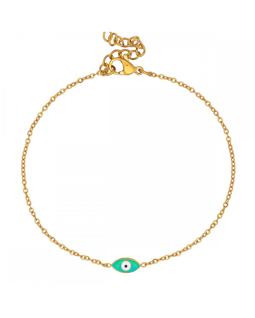 Χειροποίητο βραχιόλι της Excite Fashion Jewellery, ματάκι με τυρκουάζ σμάλτο και επίχρυση αλυσίδα από ανοξείδωτο ατσάλι. B001-TYRK-4 Κοσμήματα Χειροποίητο βραχιόλι της Excite Fashion Jewellery, ματάκι με τυρκουάζ σμάλτο και επίχρυση αλυσίδα από ανοξείδωτο ατσάλι. B001-TYRK-4 Κοσμήματα