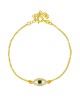 Βραχιόλι  Excite Fashion Jewellery οβάλ ματάκι με λευκά και ένα μπλέ ζιργκόν απο επιχρυσωμένο ασήμι 925.B-11-6-G-59 Κοσμήματα