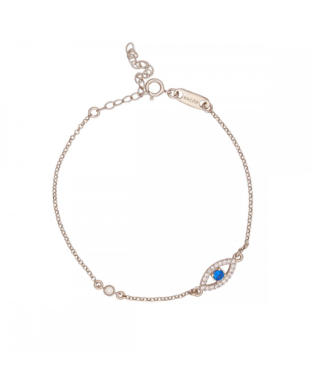 Βραχιόλι Excite Fashion Jewellery οβάλ ματάκι με λευκά και μπλέ ζιργκόν απο επιπλατινωμένο ασήμι 925.B-11-7-S-59 Κοσμήματα Βραχιόλι Excite Fashion Jewellery οβάλ ματάκι με λευκά και μπλέ ζιργκόν απο επιπλατινωμένο ασήμι 925.B-11-7-S-59 Κοσμήματα