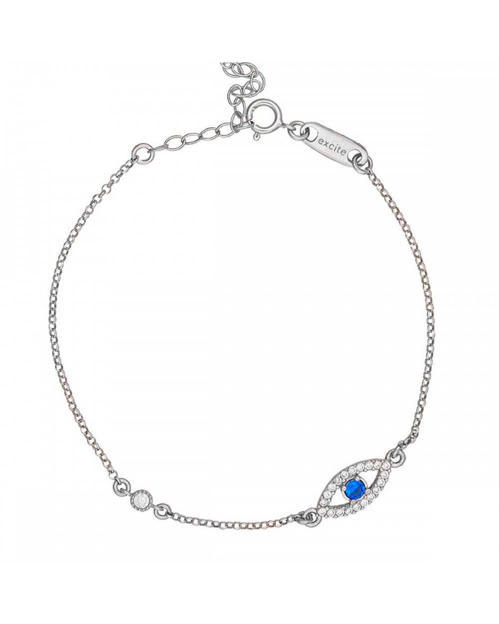 Βραχιόλι Excite Fashion Jewellery οβάλ ματάκι με λευκά και μπλέ ζιργκόν απο επιπλατινωμένο ασήμι 925.B-11-7-S-59 Κοσμήματα Βραχιόλι Excite Fashion Jewellery οβάλ ματάκι με λευκά και μπλέ ζιργκόν απο επιπλατινωμένο ασήμι 925.B-11-7-S-59 Κοσμήματα