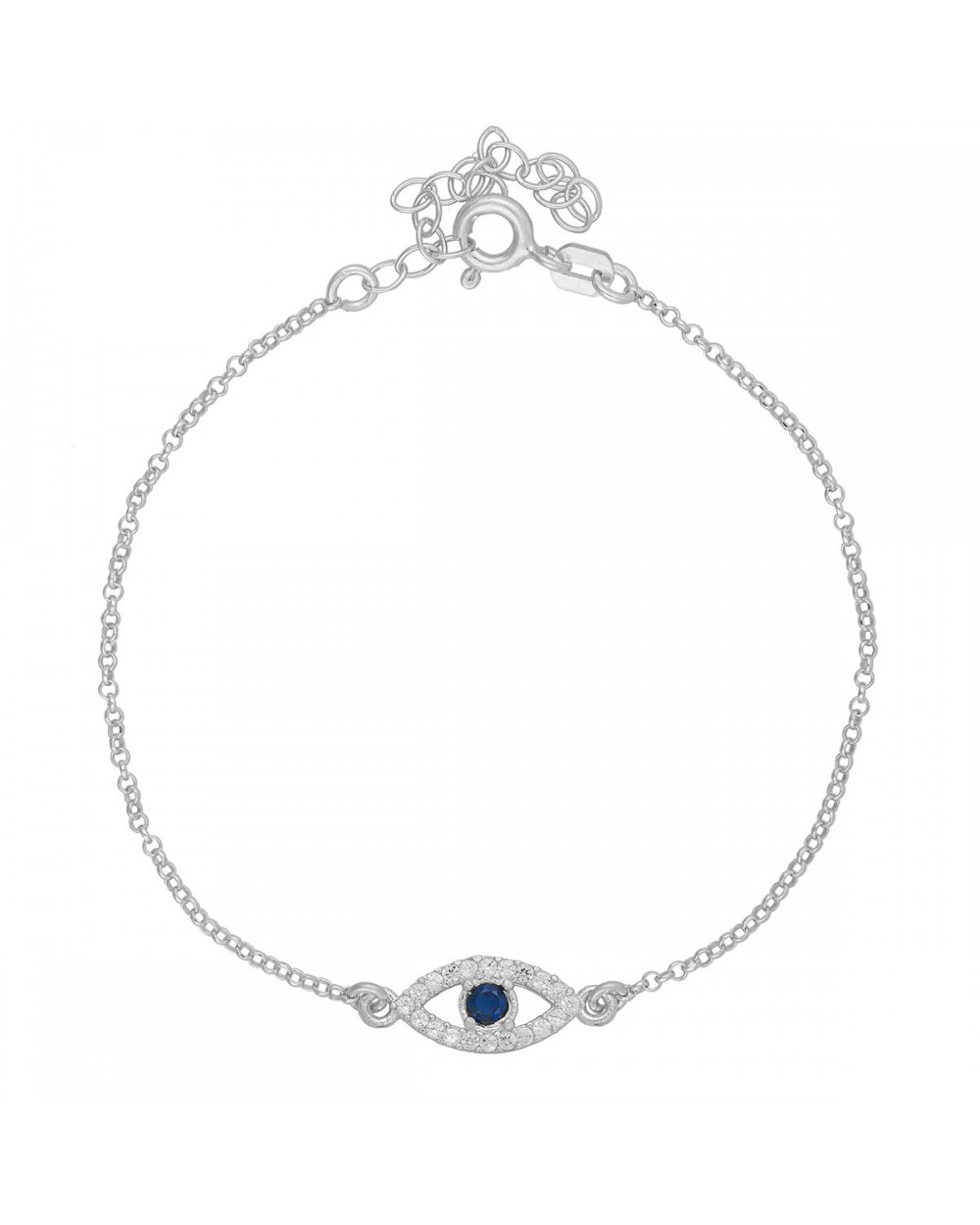Βραχιόλι Excite Fashion Jewellery οβάλ ματάκι με λευκά και μπλέ ζιργκόν απο επιπλατινωμένο ασήμι 925.B-11-7-S-59 Κοσμήματα Βραχιόλι Excite Fashion Jewellery οβάλ ματάκι με λευκά και μπλέ ζιργκόν απο επιπλατινωμένο ασήμι 925.B-11-7-S-59 Κοσμήματα