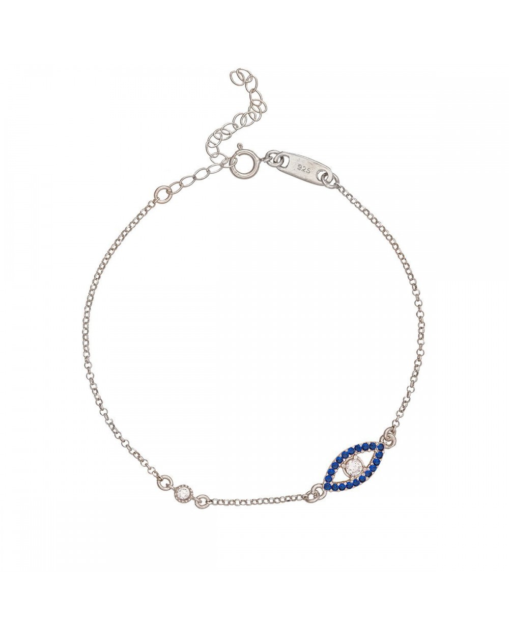 Βραχιόλι Excite Fashion Jewellery οβάλ ματάκι με μπλέ και λευκό ζιργκόν απο επιπλατινωμένο ασήμι 925.B-11-8-G-55 Κοσμήματα Βραχιόλι Excite Fashion Jewellery οβάλ ματάκι με μπλέ και λευκό ζιργκόν απο επιπλατινωμένο ασήμι 925.B-11-8-G-55 Κοσμήματα