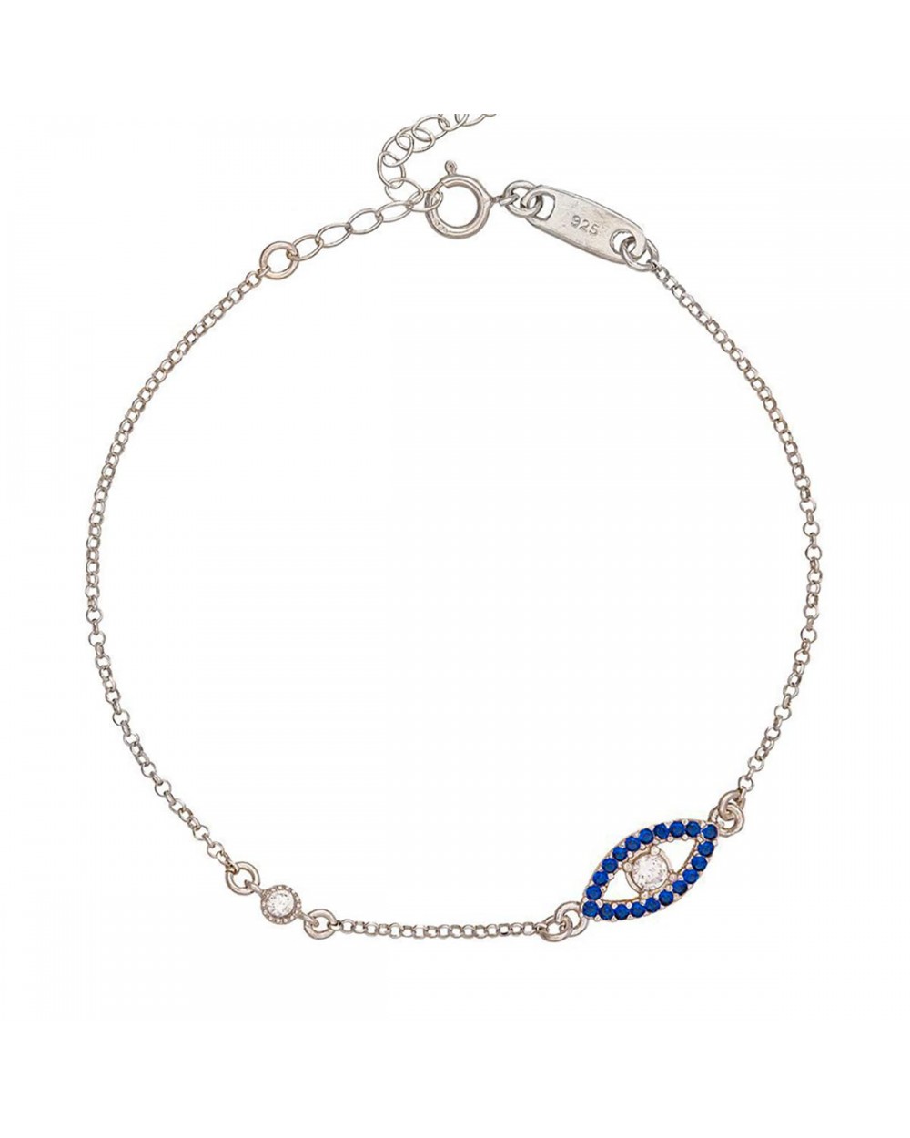 Βραχιόλι Excite Fashion Jewellery οβάλ ματάκι με μπλέ και λευκό ζιργκόν απο επιπλατινωμένο ασήμι 925.B-11-8-G-55 Κοσμήματα Βραχιόλι Excite Fashion Jewellery οβάλ ματάκι με μπλέ και λευκό ζιργκόν απο επιπλατινωμένο ασήμι 925.B-11-8-G-55 Κοσμήματα