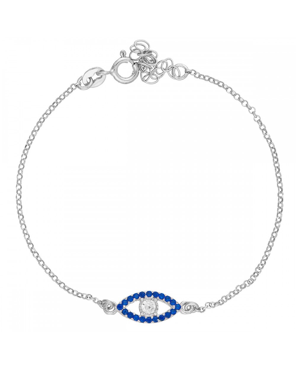 Βραχιόλι Excite Fashion Jewellery οβάλ ματάκι με μπλέ και λευκό ζιργκόν απο επιπλατινωμένο ασήμι 925.B-11-8-G-55 Κοσμήματα Βραχιόλι Excite Fashion Jewellery οβάλ ματάκι με μπλέ και λευκό ζιργκόν απο επιπλατινωμένο ασήμι 925.B-11-8-G-55 Κοσμήματα