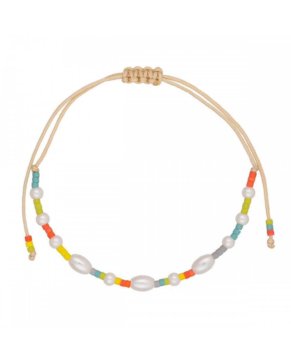 Βραχιόλι λεπτό μακραμέ Boho της Excite Fashion Jewellery, με περλίτσες, κοραλί, τιρκουάζ, κίτρινες, γκρί, και πράσινες χάντρες. B-110499-4 Κοσμήματα Βραχιόλι λεπτό μακραμέ Boho της Excite Fashion Jewellery, με περλίτσες, κοραλί, τιρκουάζ, κίτρινες, γκρί, και πράσινες χάντρες. B-110499-4 Κοσμήματα