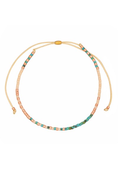 Βραχιόλι λεπτό  Boho της Excite Fashion Jewellery, με χάντρες σε παστέλ απόχρωση. B-110500-4 Βραχιόλι λεπτό  Boho της Excite Fashion Jewellery, με χάντρες σε παστέλ απόχρωση. B-110500-4