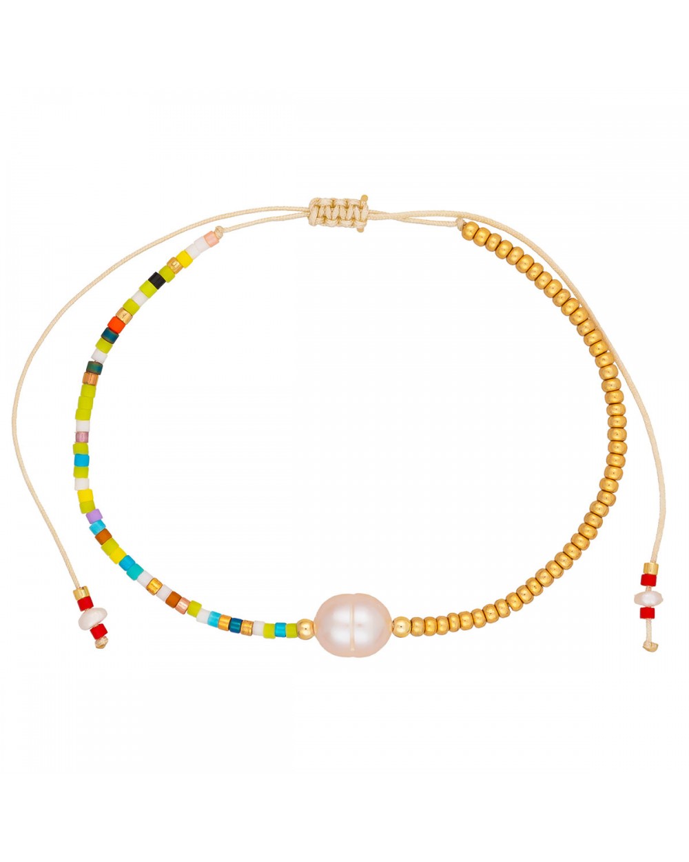 Βραχιόλι λεπτό μακραμέ Boho της Excite Fashion Jewellery, με πέρλα και half & half πολύχρωμες και χρυσές χάντρες. B-110503-45 Κοσμήματα Βραχιόλι λεπτό μακραμέ Boho της Excite Fashion Jewellery, με πέρλα και half & half πολύχρωμες και χρυσές χάντρες. B-110503-45 Κοσμήματα