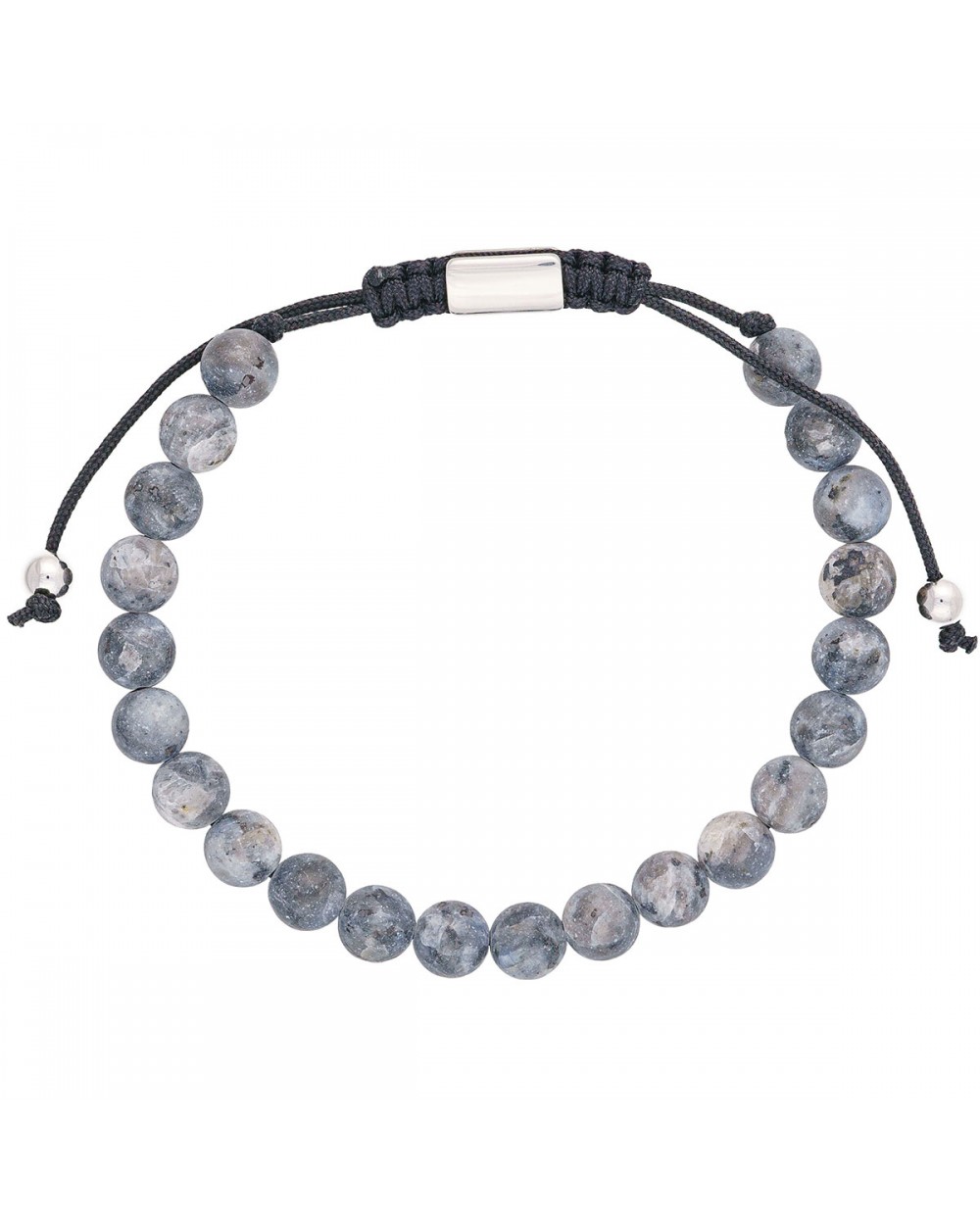 Ανδρικό βραχιόλι μακραμέ από την Excite Fashion Jewellery με γκρί χάντρες, και ατσάλια στοιχεία,  B-11829-L Κοσμήματα