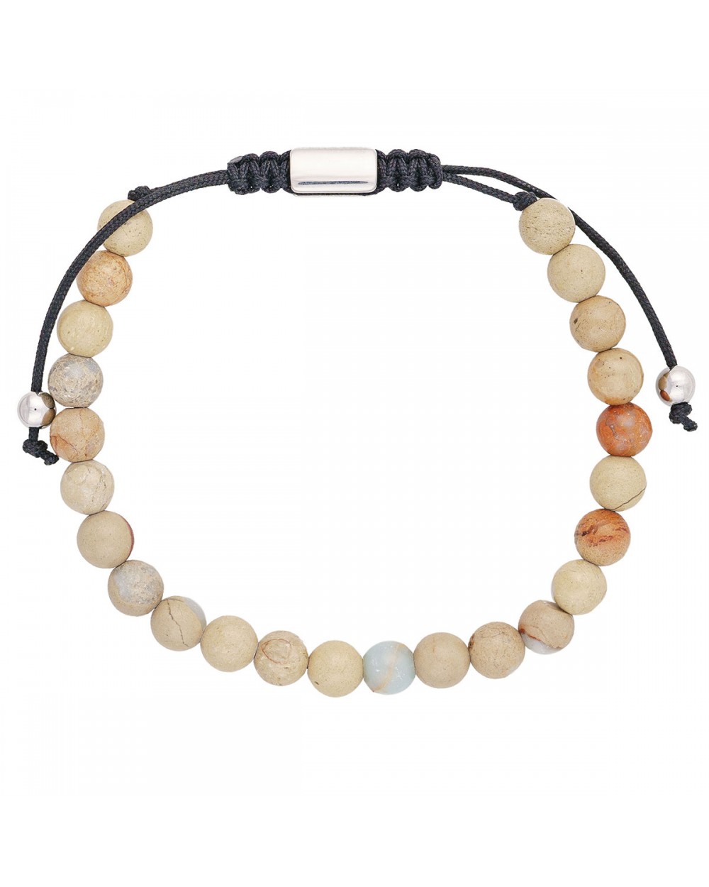 Ανδρικό βραχιόλι μακραμέ από την Excite Fashion Jewellery με μπέζ χάντρες, και ατσάλινα στοιχεία, B-11829-S Κοσμήματα Ανδρικό βραχιόλι μακραμέ από την Excite Fashion Jewellery με μπέζ χάντρες, και ατσάλινα στοιχεία, B-11829-S Κοσμήματα