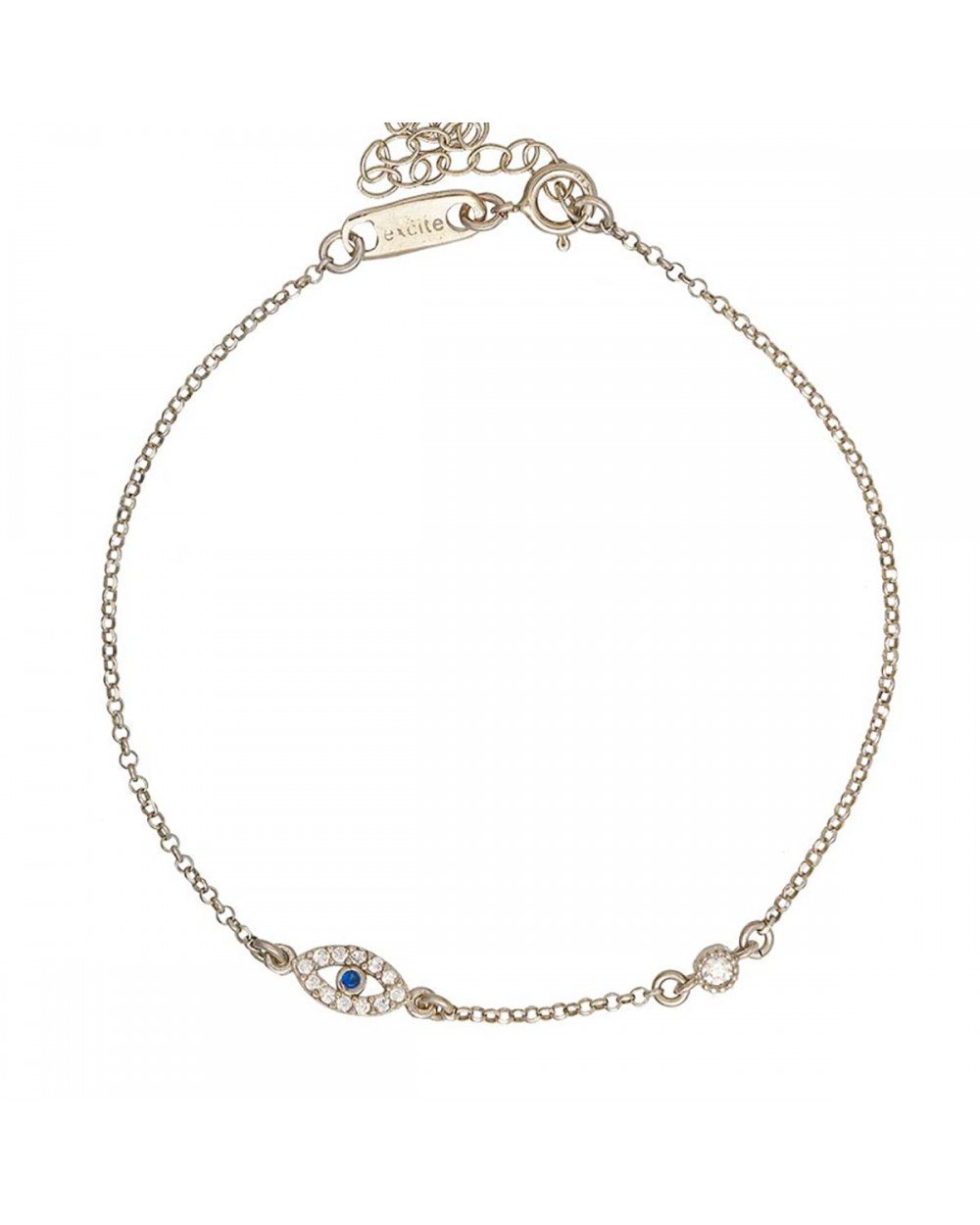 Βραχιόλι Excite fashion Jewellery επιπλατινωμένο ασήμι 925, ματάκι με ζιργκόν. B-12-1-S-55 Κοσμήματα Βραχιόλι Excite fashion Jewellery επιπλατινωμένο ασήμι 925, ματάκι με ζιργκόν. B-12-1-S-55 Κοσμήματα