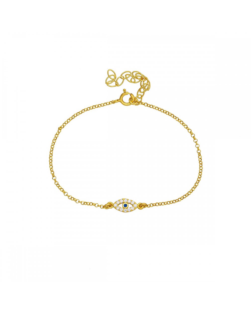 Βραχιόλι Excite Fashion Jewellery οβάλ ματάκι με λευκά και μπλέ ζιργκόν από επιχρυσωμένο ασήμι 925. B-12-6-G-55 Κοσμήματα Βραχιόλι Excite Fashion Jewellery οβάλ ματάκι με λευκά και μπλέ ζιργκόν από επιχρυσωμένο ασήμι 925. B-12-6-G-55 Κοσμήματα