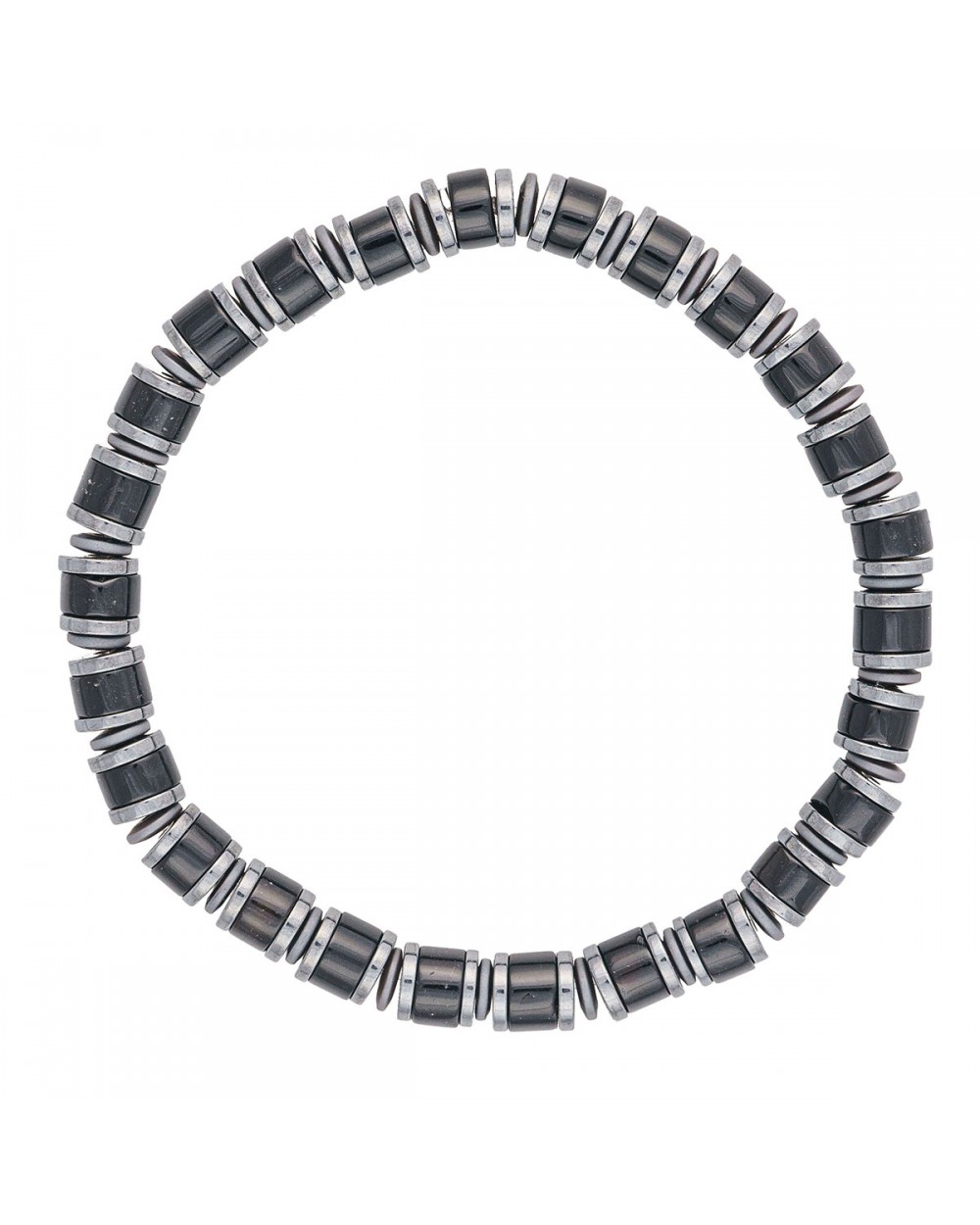 Ανδρικό βραχιόλι ελαστικό από την Excite Fashion Jewellery, που συνδυάζει χάντρες αιματίτη και ατσάλινα στB-12606-B.Aοιχεία Κοσμήματα Ανδρικό βραχιόλι ελαστικό από την Excite Fashion Jewellery, που συνδυάζει χάντρες αιματίτη και ατσάλινα στB-12606-B.Aοιχεία Κοσμήματα