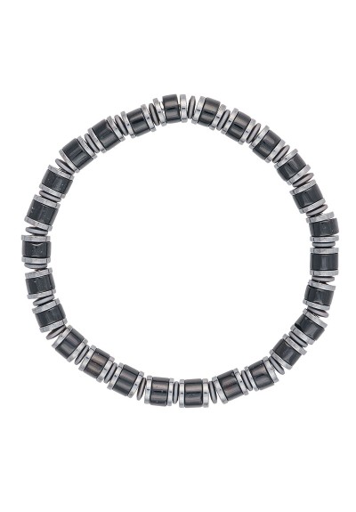 Ανδρικό βραχιόλι ελαστικό από την Excite Fashion Jewellery, που συνδυάζει χάντρες αιματίτη  και ατσάλινα στB-12606-B.Aοιχεία Ανδρικό βραχιόλι ελαστικό από την Excite Fashion Jewellery, που συνδυάζει χάντρες αιματίτη  και ατσάλινα στB-12606-B.Aοιχεία