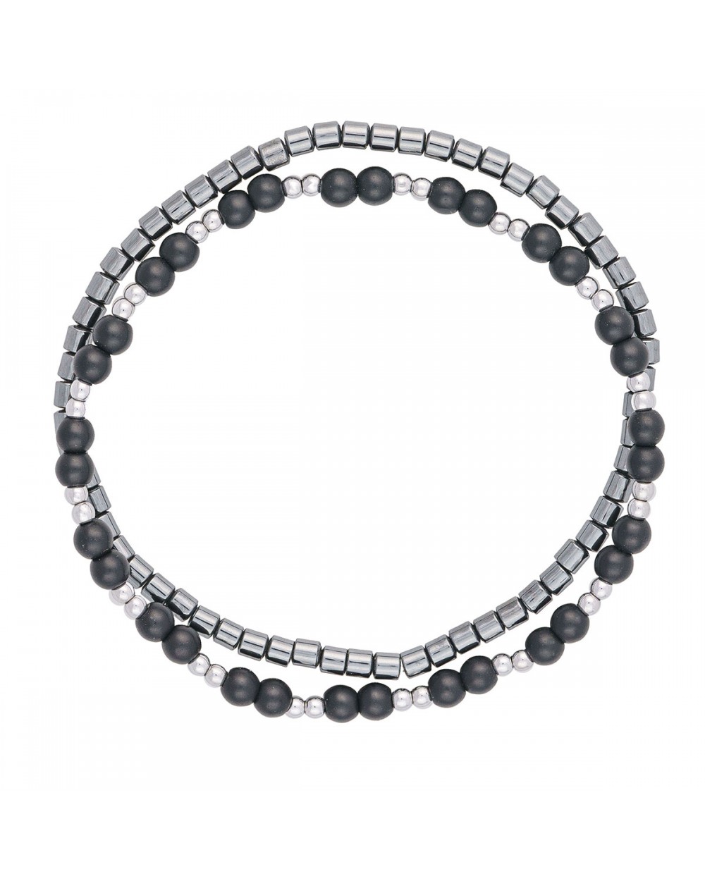 Διπλό Ανδρικό ελαστικό Βραχιόλι από την Excite Fashion Jewellery με μαύρες χάντρες, αιματίτη και ατσάλινα στοιχεία. B-12929-S Κοσμήματα Διπλό Ανδρικό ελαστικό Βραχιόλι από την Excite Fashion Jewellery με μαύρες χάντρες, αιματίτη και ατσάλινα στοιχεία. B-12929-S Κοσμήματα