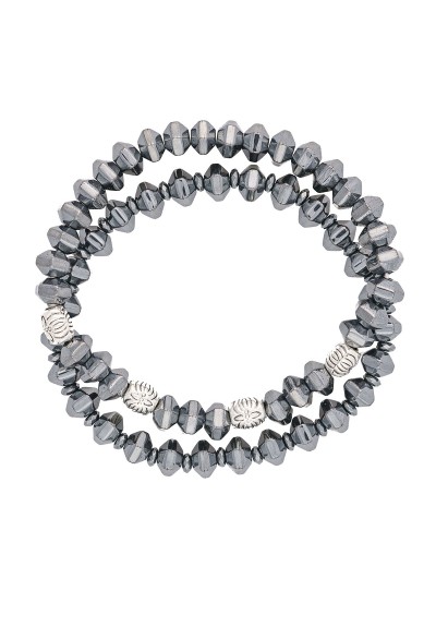 Διπλό Ανδρικό Ελαστικό Βραχιόλι Excite Fashion Jewellery από Αιματίτη και Ατσάλι B-12985-S Διπλό Ανδρικό Ελαστικό Βραχιόλι Excite Fashion Jewellery από Αιματίτη και Ατσάλι B-12985-S