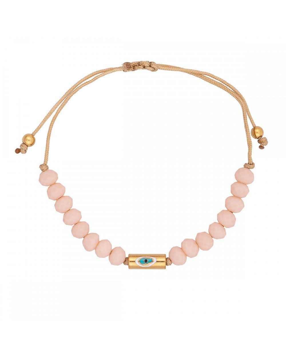 Βραχιόλι μακραμέ της Excite Fashion Jewellery, ματάκι με σμάλτο σε επίχρυση μπάρα και nude πέτρες. B-1400-01-02-49 Κοσμήματα Βραχιόλι μακραμέ της Excite Fashion Jewellery, ματάκι με σμάλτο σε επίχρυση μπάρα και nude πέτρες. B-1400-01-02-49 Κοσμήματα