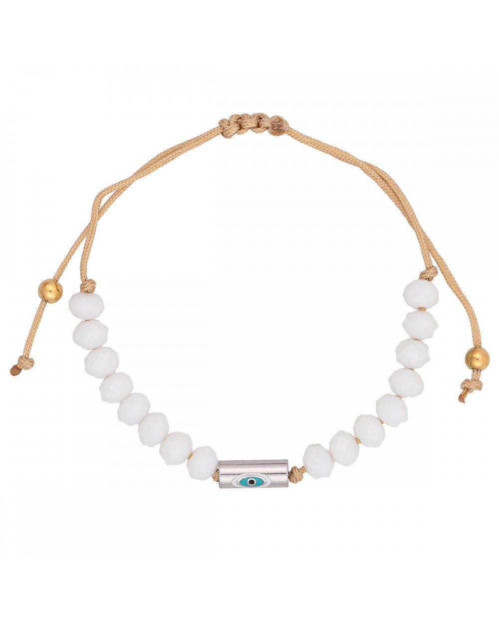 Βραχιόλι μακραμέ της Excite Fashion Jewellery, ματάκι με σμάλτο σε ασημί μπάρα και λευκές πέτρες. B-1401-01-01-49 Κοσμήματα Βραχιόλι μακραμέ της Excite Fashion Jewellery, ματάκι με σμάλτο σε ασημί μπάρα και λευκές πέτρες. B-1401-01-01-49 Κοσμήματα
