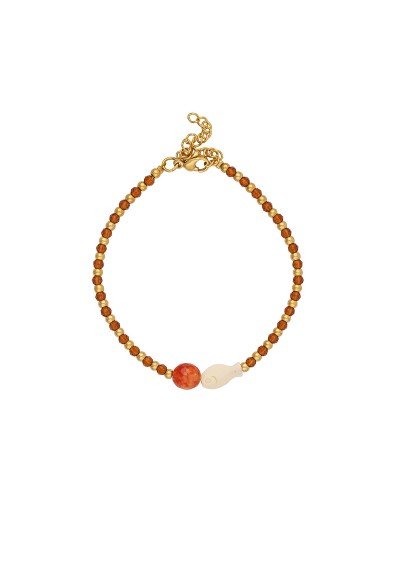 Βραχιόλι Excite fashion Jewellery με  ψαράκι, πορτοκαλί κρυσταλλάκια και μεταλλικές επίχρυσες χάντρες B-1629-01-04-75 Βραχιόλι Excite fashion Jewellery με  ψαράκι, πορτοκαλί κρυσταλλάκια και μεταλλικές επίχρυσες χάντρες B-1629-01-04-75
